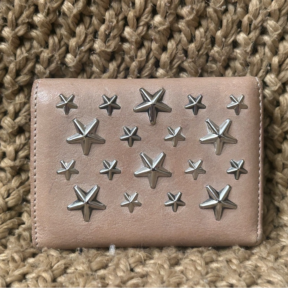 Jimmy Choo Star-Studded Nude Pink Leather Compact Wallet - EUC with COA - Picture 2 of 9
